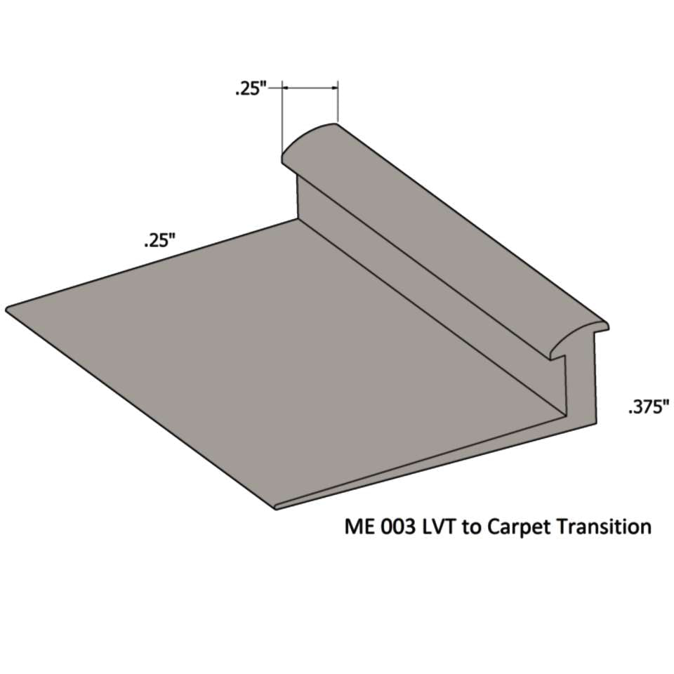 Tarkett - Slim Line Transitions - SLT 55 F 1/4 to 3/8" material" #55 Silver Grey 12'