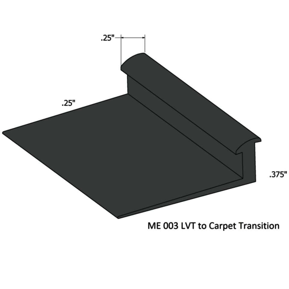 Tarkett - Slim Line Transitions - SLT 82 F 1/4 to 3/8" material" #82 Black Pearl 12'