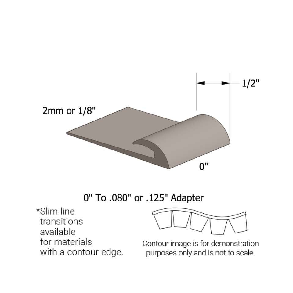 Tarkett - Slim Line Transitions - SLTC 176 J .080 or 1/8" matériau de sous-plancher (with contour edge)" #176 Brass 12'