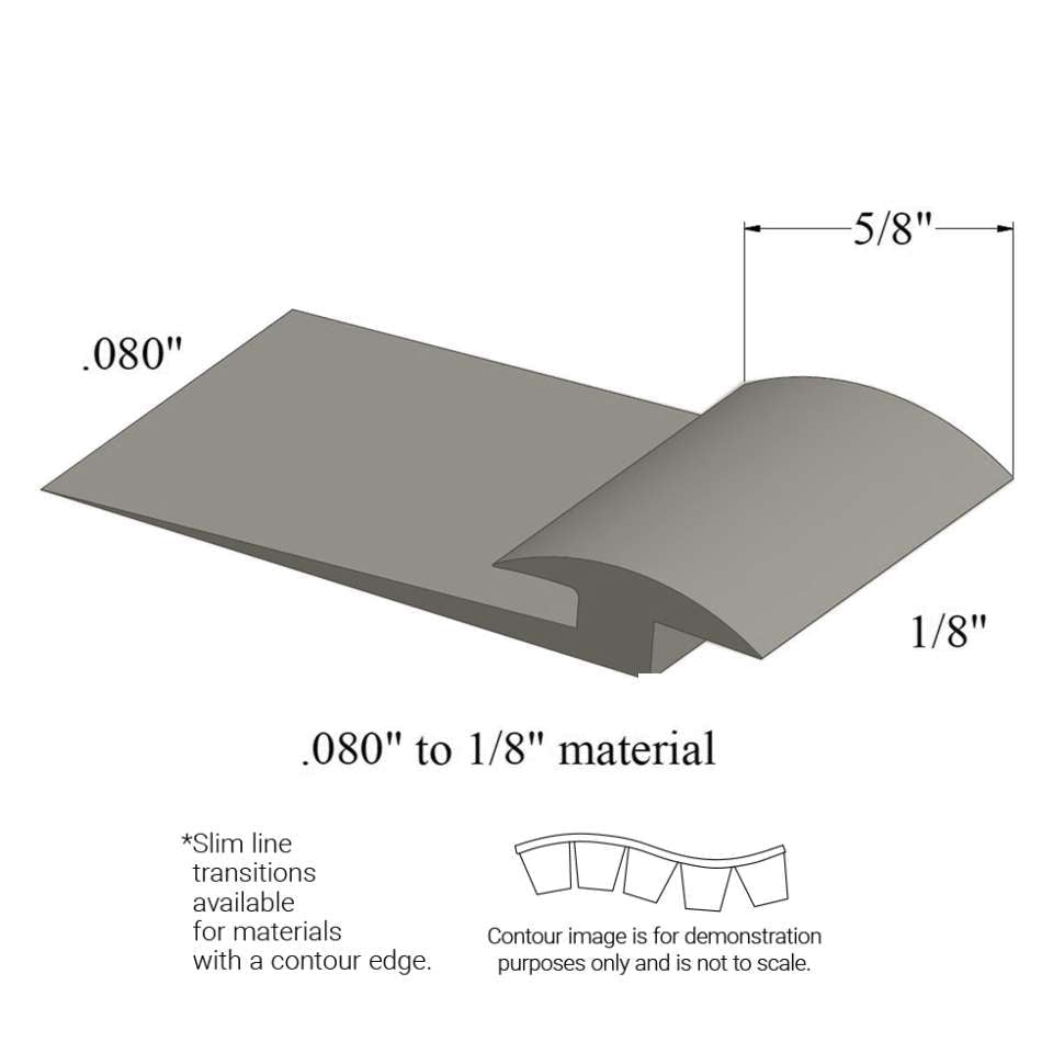 Tarkett - Slim Line Transitions - SLTC 179 B .080 to 1/8" material (with contour edge)" #179 Steel 12'