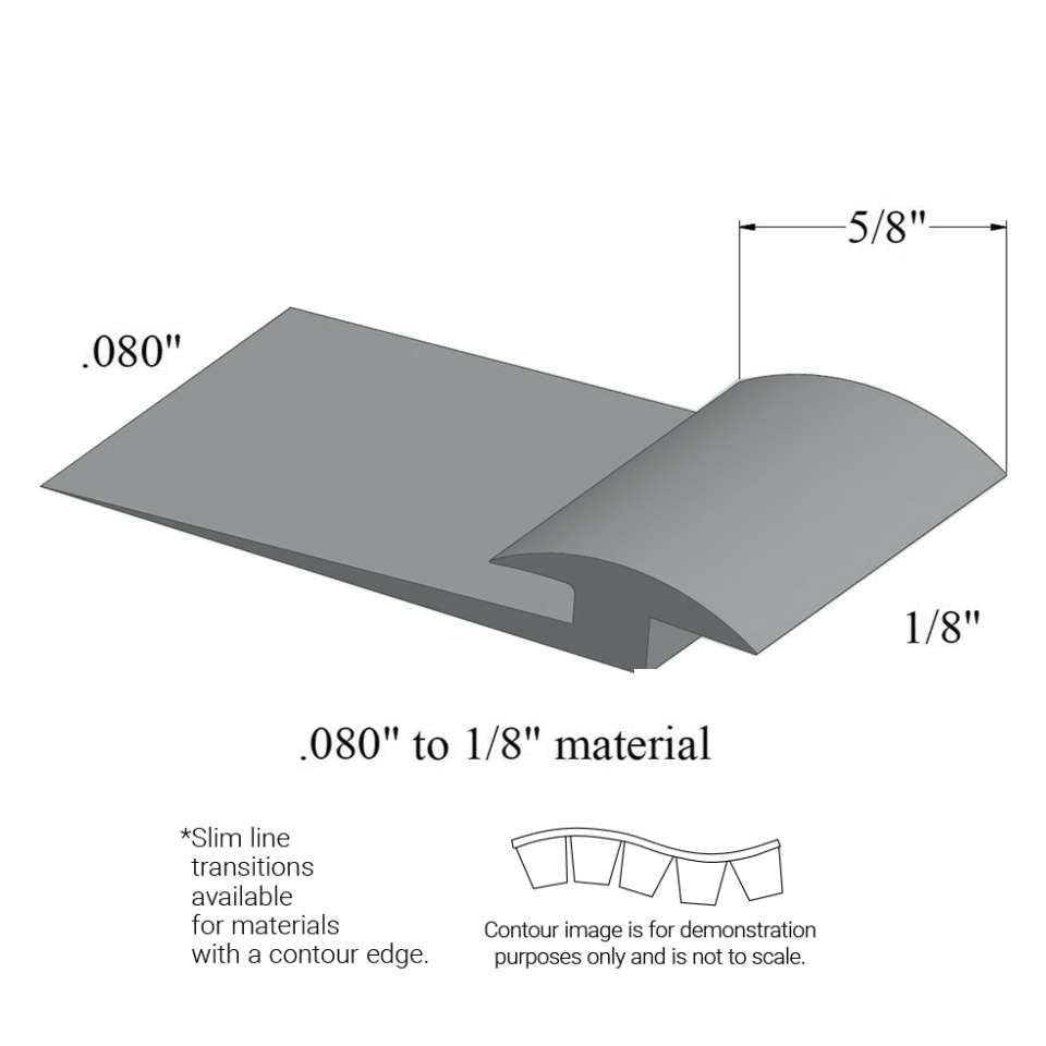 Tarkett - Slim Line Transitions - SLTC 28 B .080 to 1/8" material (with contour edge)" #28 Medium Grey 12'