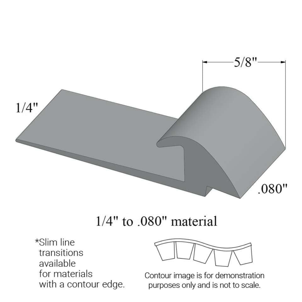 Tarkett - Slim Line Transitions - SLTC 28 H 1/4 to .080" material (with contour edge)" #28 Medium Grey 12'