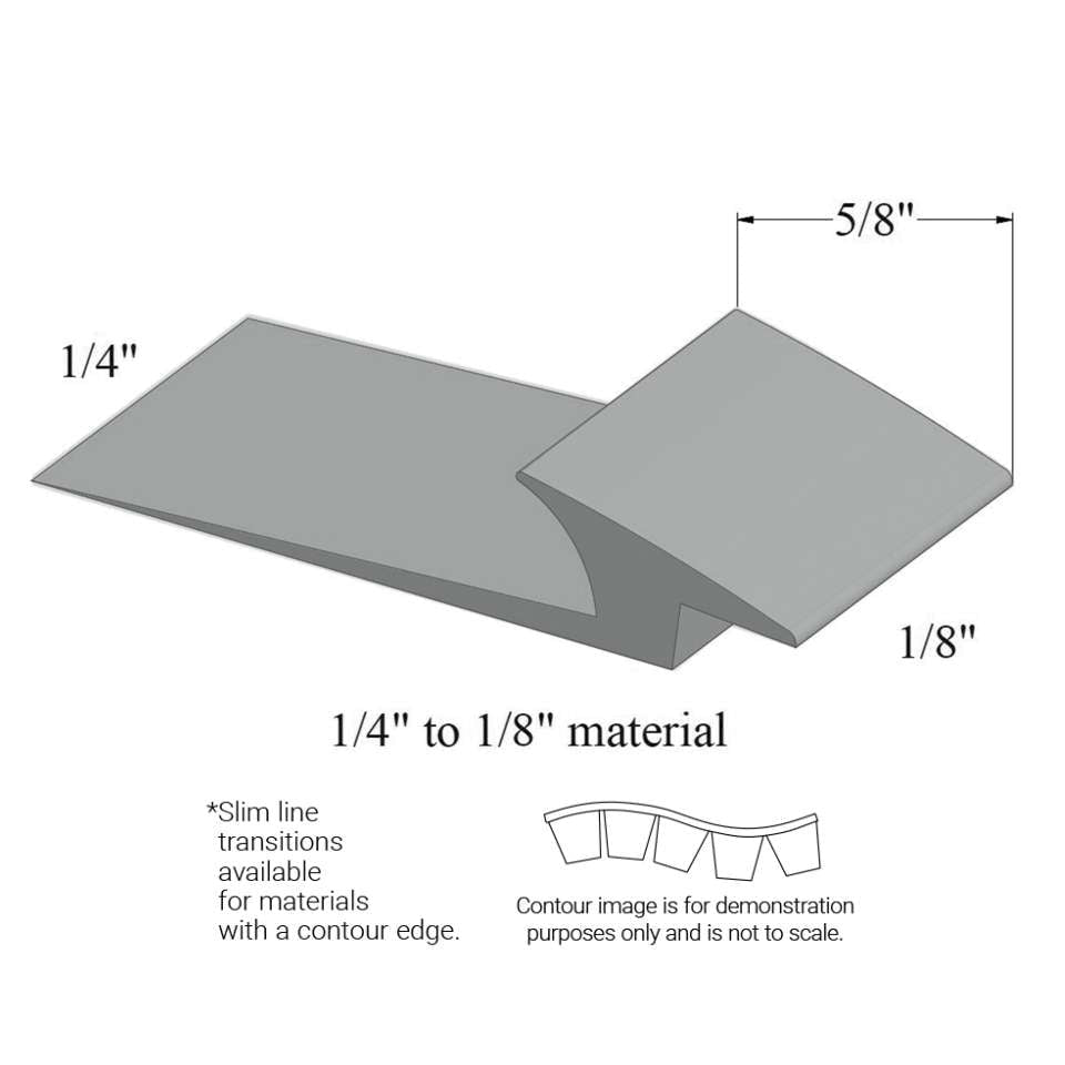 Tarkett - Slim Line Transitions - SLTC 38 A 1/4 to 1/8" material (with contour edge)" #38 Pewter 12'