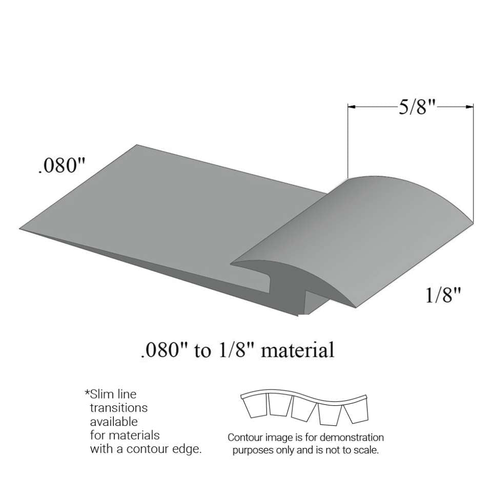 Tarkett - Slim Line Transitions - SLTC 38 B .080 to 1/8" material (with contour edge)" #38 Pewter 12'