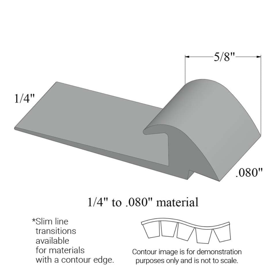 Tarkett - Slim Line Transitions - SLTC 38 H 1/4 to .080" material (with contour edge)" #38 Pewter 12'