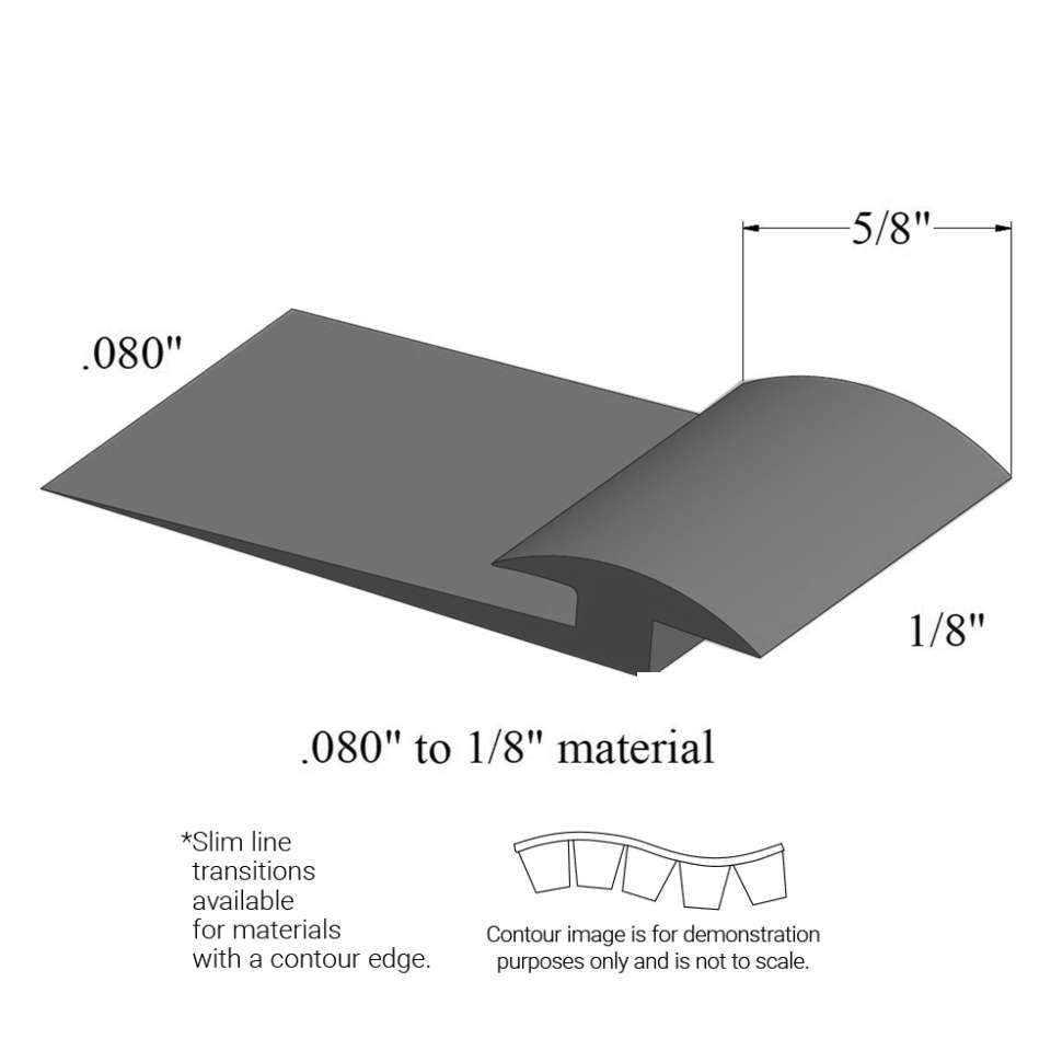 Tarkett - Slim Line Transitions - SLTC 40 B .080 to 1/8" material (with contour edge)" #40 Black 12'
