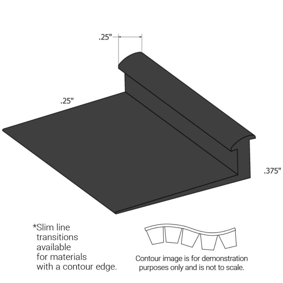 Tarkett - Slim Line Transitions - SLTC 40 F 1/4 to 3/8" material (with contour edge)" #40 Black 12'
