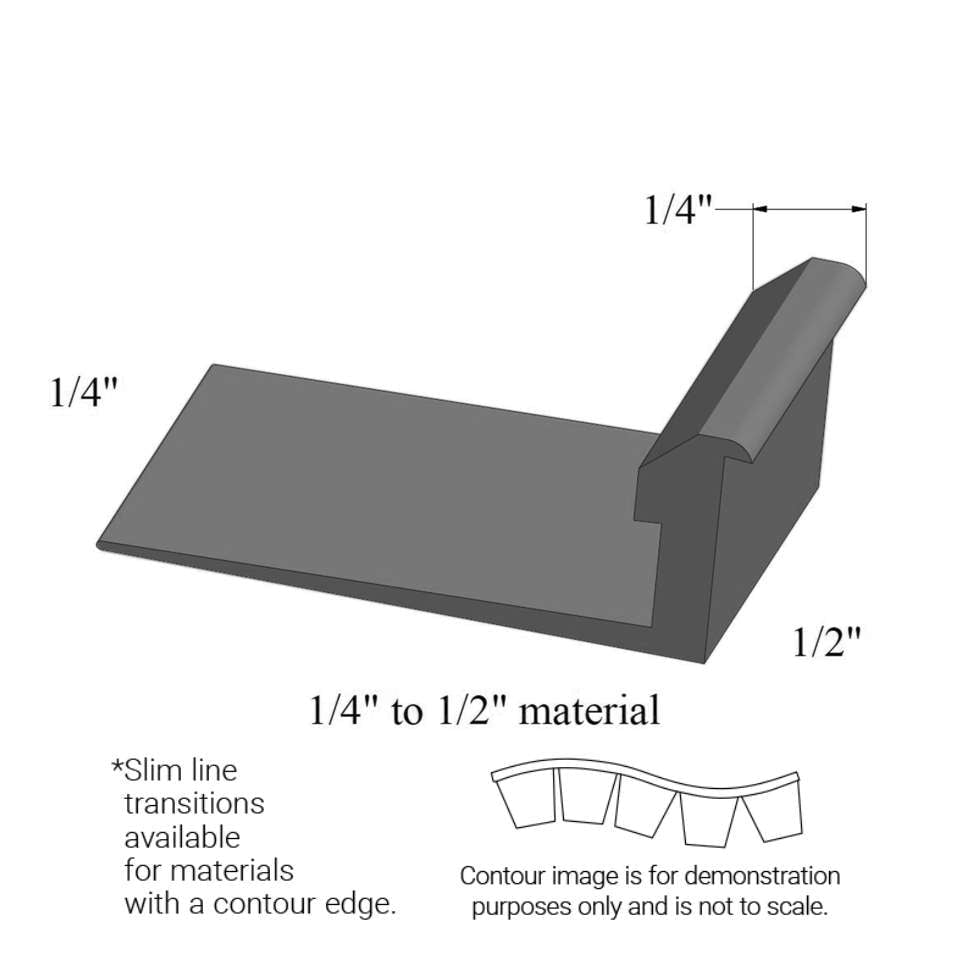 Tarkett - Slim Line Transitions - SLTC 40 G 1/4 to 1/2" material (with contour edge)" #40 Black 12'