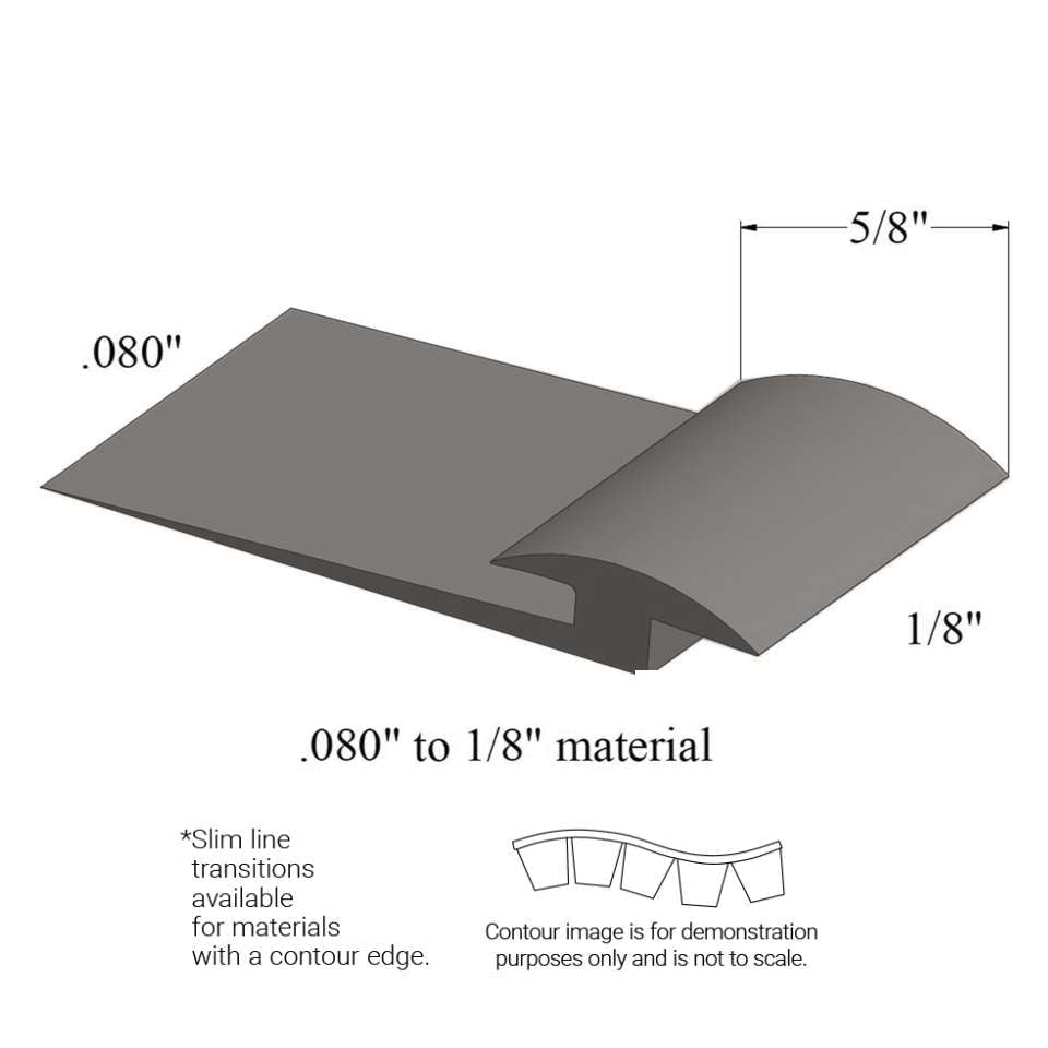 Tarkett - Slim Line Transitions - SLTC 47 B .080 to 1/8" material (with contour edge)" #47 Brown 12'