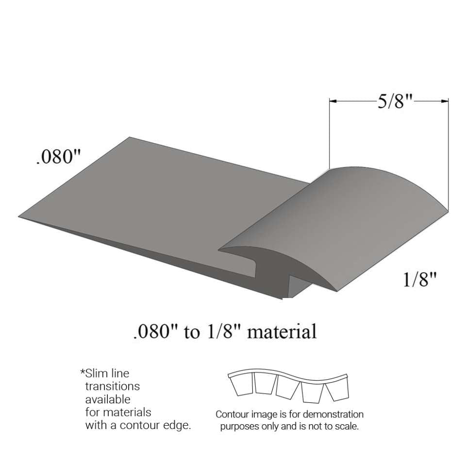 Tarkett - Slim Line Transitions - SLTC 48 B .080 to 1/8" material (with contour edge)" #48 Grey 12'