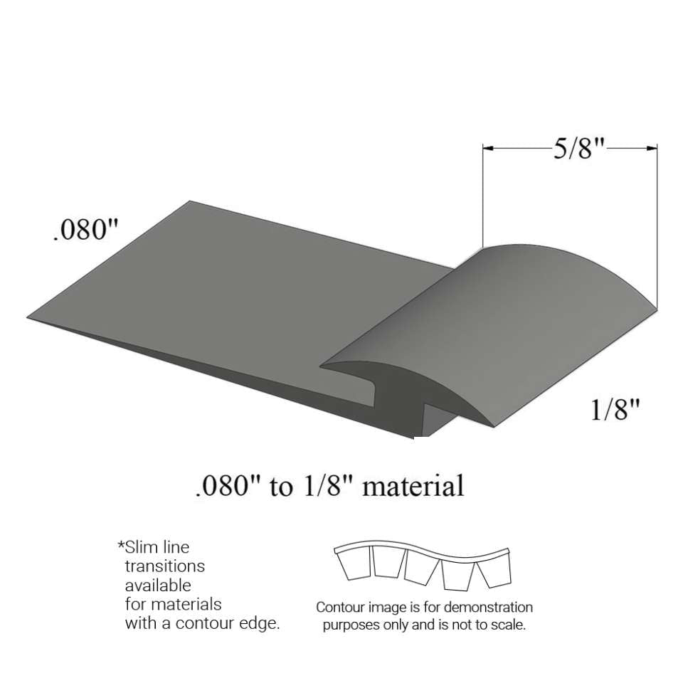 Tarkett - Slim Line Transitions - SLTC 63 B .080 to 1/8" material (with contour edge)" #63 Burnt Umber 12'