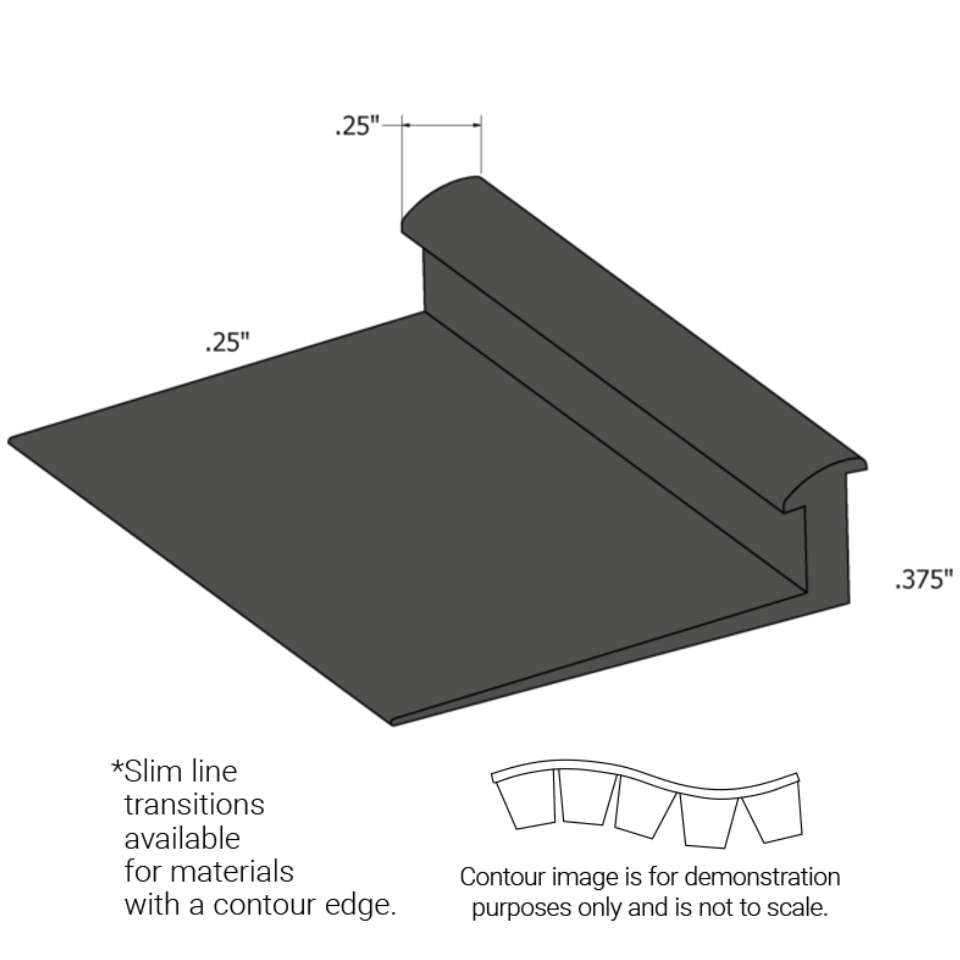 Tarkett - Slim Line Transitions - SLTC 63 F 1/4 to 3/8" material (with contour edge)" #63 Burnt Umber 12'