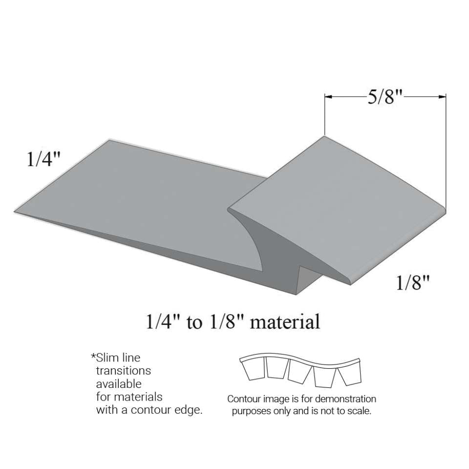 Tarkett - Slim Line Transitions - SLTC 69 A 1/4 to 1/8" material (with contour edge)" #69 Sterling Silver 12'