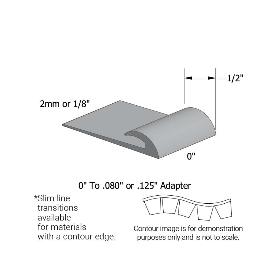 Tarkett - Slim Line Transitions - SLTC 69 J .080 or 1/8" matériau de sous-plancher (with contour edge)" #69 Sterling Silver 12'