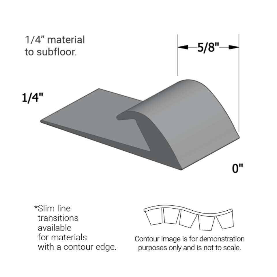 Tarkett - Slim Line Transitions - SLTC 69 L 1/4 matériau de sous-plancher (with contour edge) " #69 Sterling Silver 12'