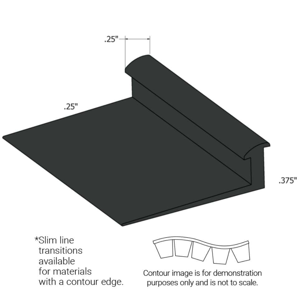 Tarkett - Slim Line Transitions - SLTC 82 F 1/4 to 3/8" material (with contour edge)" #82 Black Pearl 12'