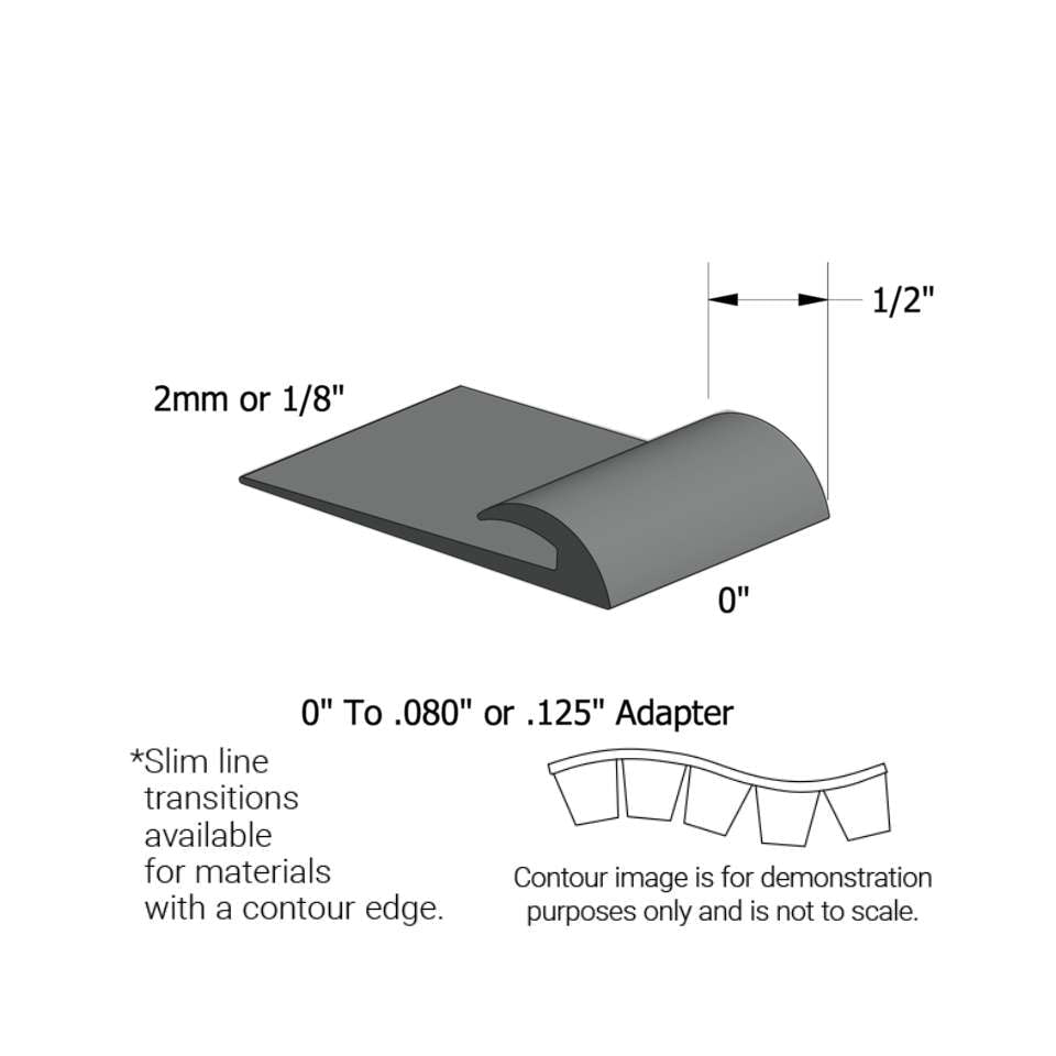 Tarkett - Slim Line Transitions - SLTC 82 J .080 or 1/8" matériau de sous-plancher (with contour edge)" #82 Black Pearl 12'