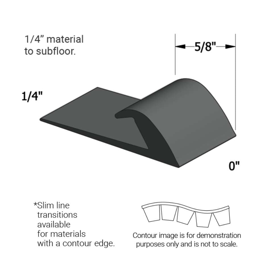 Tarkett - Slim Line Transitions - SLTC 82 L 1/4 matériau de sous-plancher (with contour edge) " #82 Black Pearl 12'