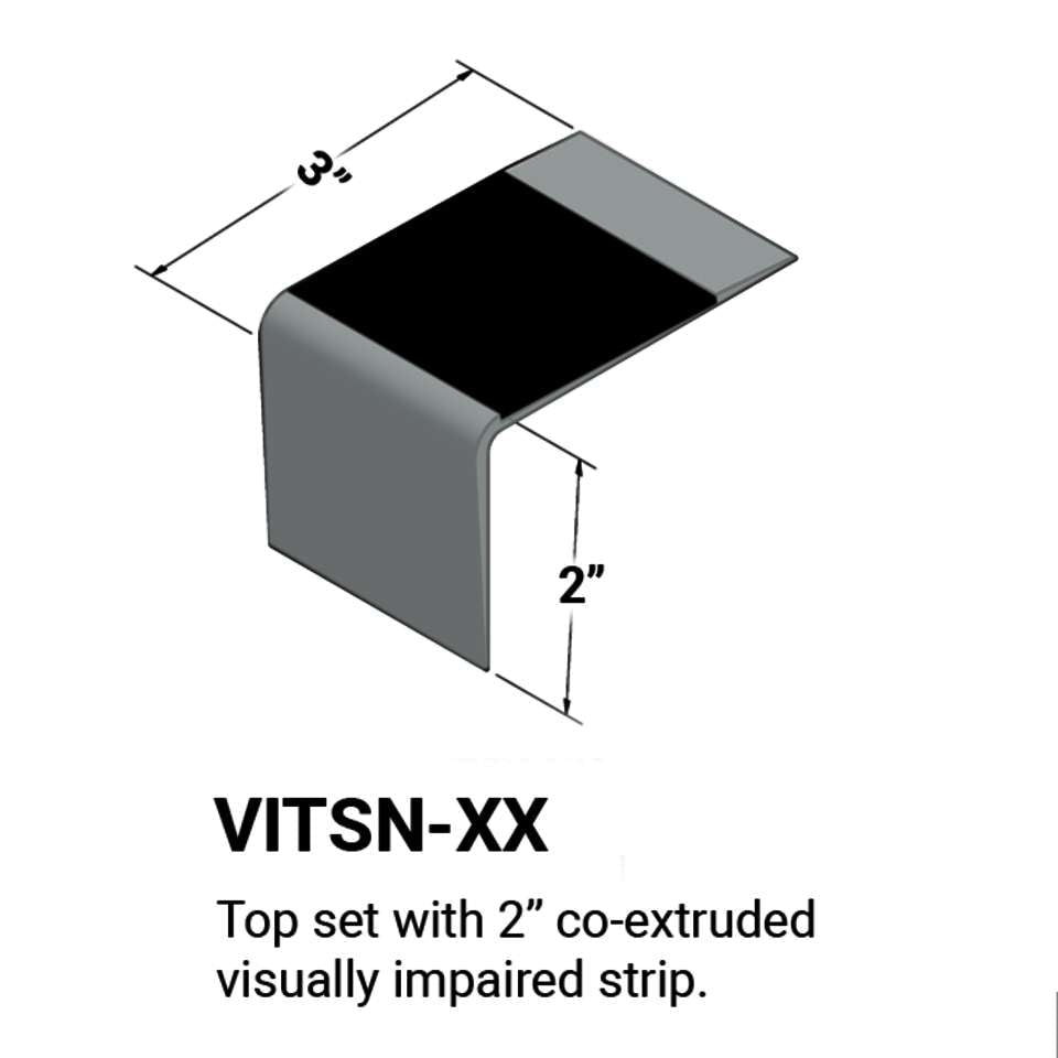 Tarkett/Johnsonite - VITSN-XX - Nez de marches d'escalier - Ensemble supérieur avec bande coextrudée de 2" pour malvoyants. - Ceramed