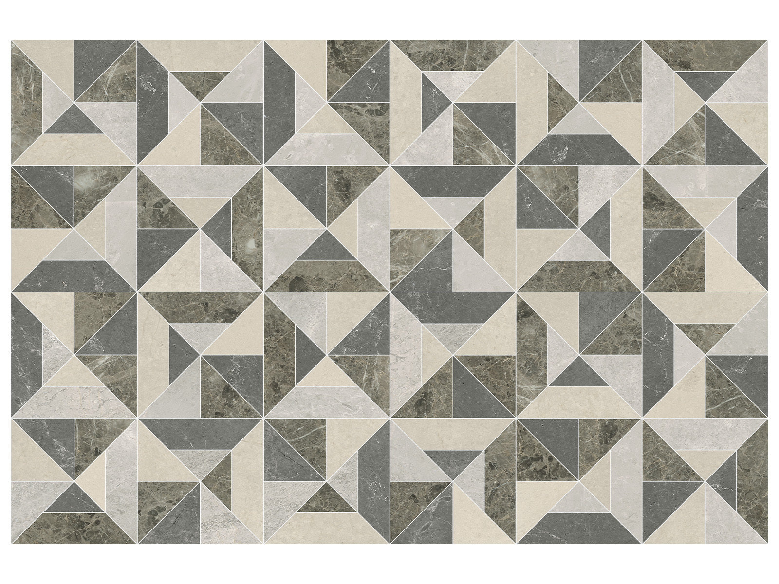 Anatolia - Utopio - Terra - Mosaïque Tria en pierre naturelle, mélange adouci et poli 40 x 40 cm (15,75 x 15,75 po)