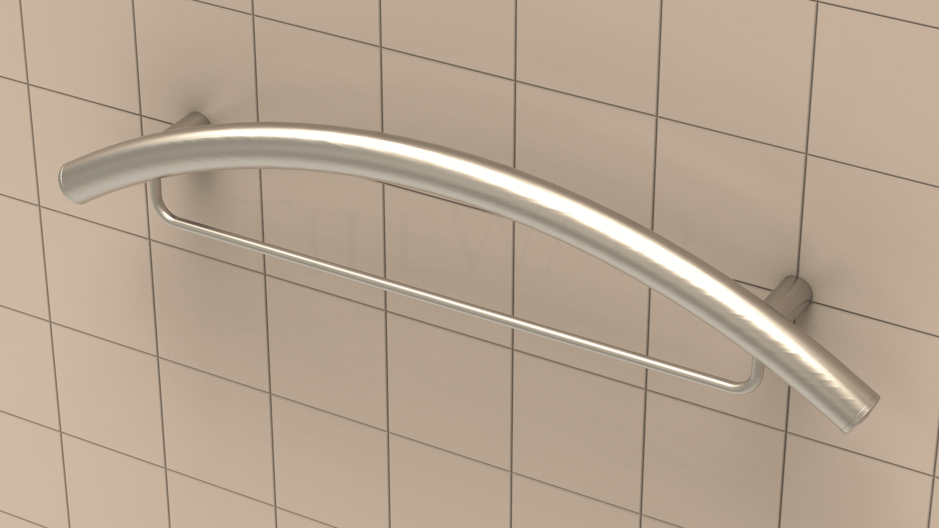TileWare - Barre d'appui courbée combinée Victoria Series ADA Nickel brossé traditionnel 24" ||T201-022-BN - Ceramed