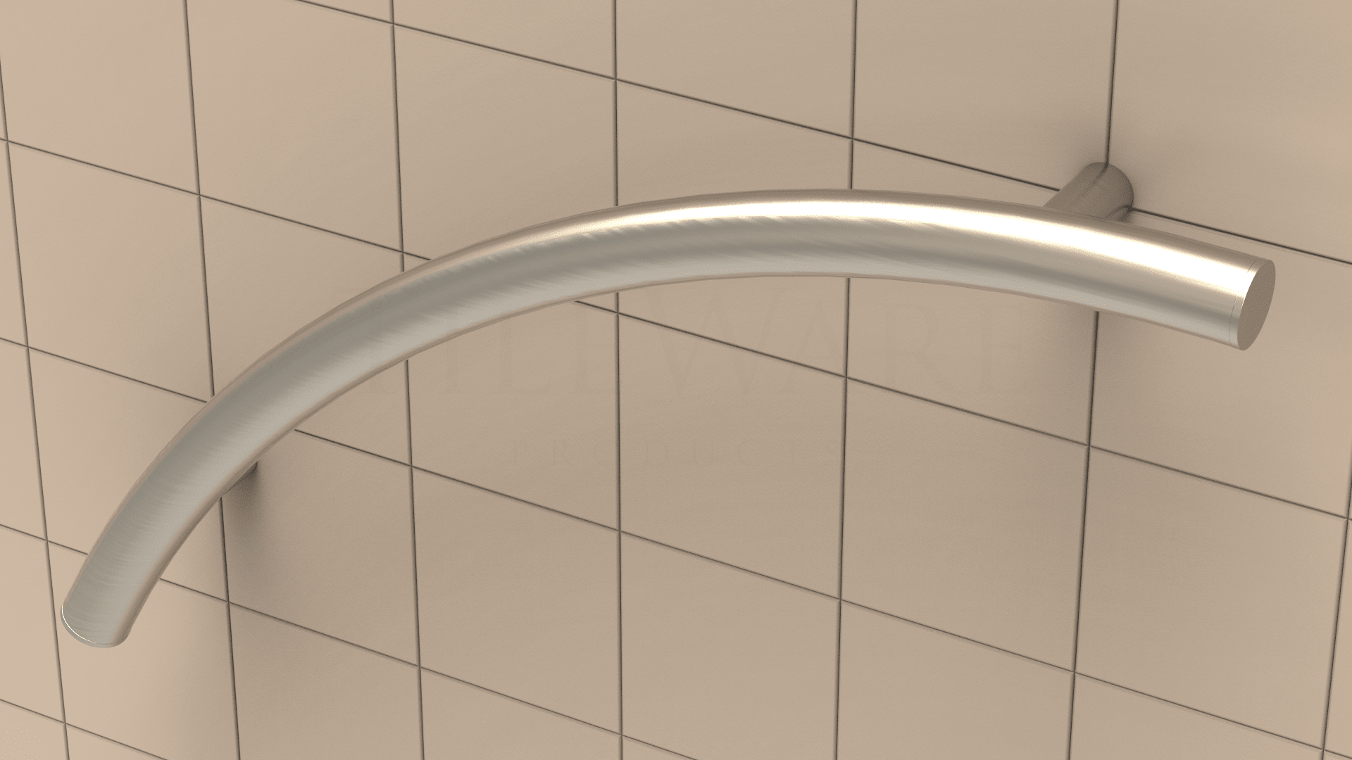 TileWare - Barre d'appui courbée Victoria Series ADA Nickel brossé contemporain 24" ||T201-011-BN - Ceramed