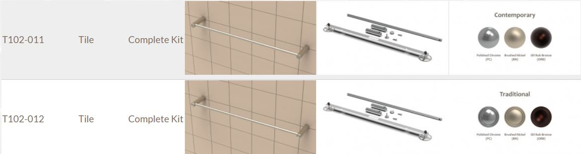 TileWare - Barre Serv. 18 Kit Tradit. Chrome Poli ||T102-012-PC - Ceramed