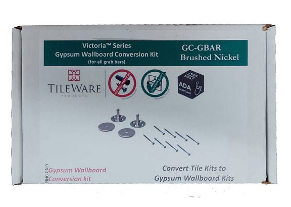 TileWare - Kit de conversion de barre d'appui Victoria Series Nickel brossé, de la tuile au panneau mural en plâtre ||GC-GBAR-BN - Ceramed