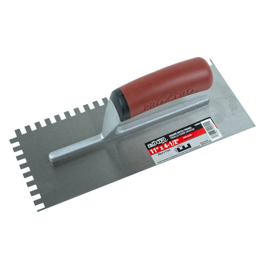Toolway - Truelle dents carrées 11" x 4 1/2" (1/4" x 3/8" Sq Notch) Poignée-Rouge