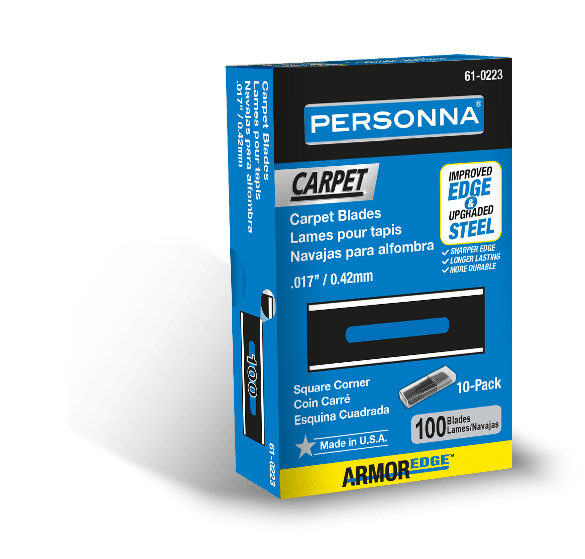 Traxx - Lame à fente pour tapis Personna à coins carrés 0.017" (paquet de 100)
