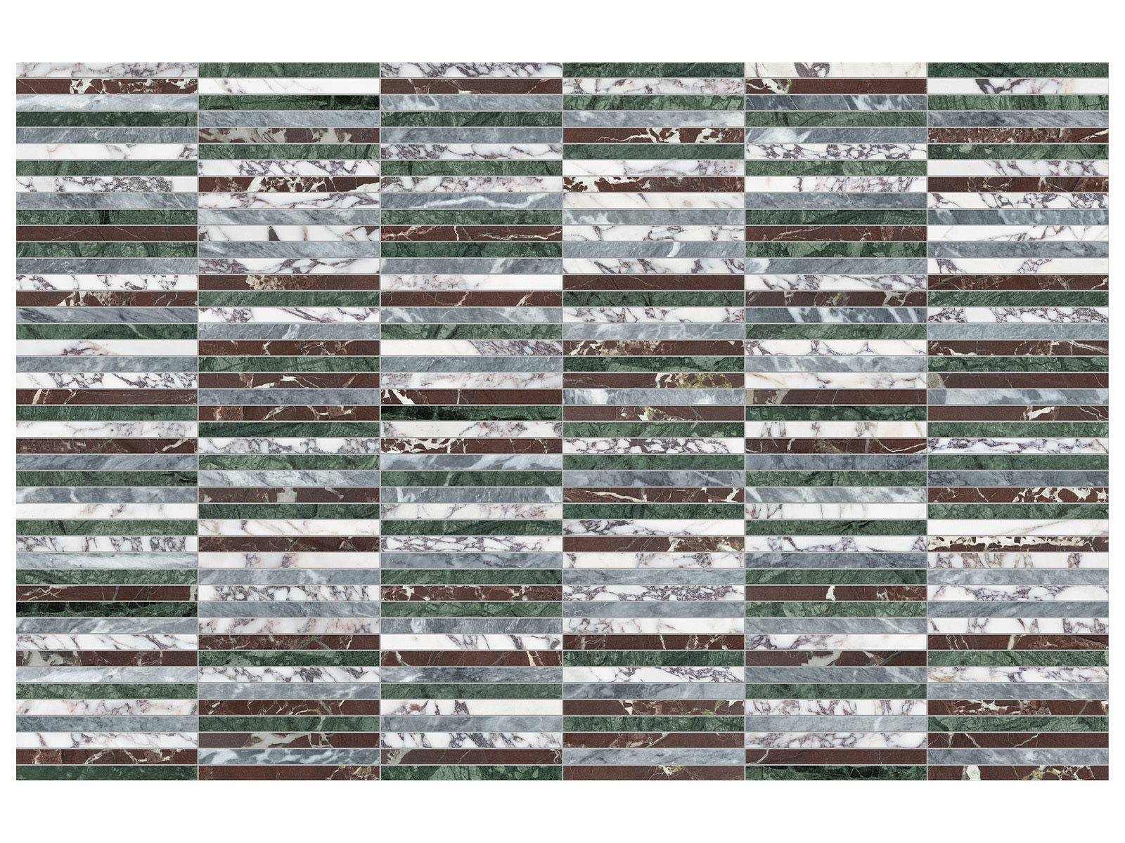Anatolia - Utopio - Tropic - Mosaïque Stacked en pierre naturelle, mélange adouci et poli 29,6 x 30 cm (11,65 x 11,81 po)