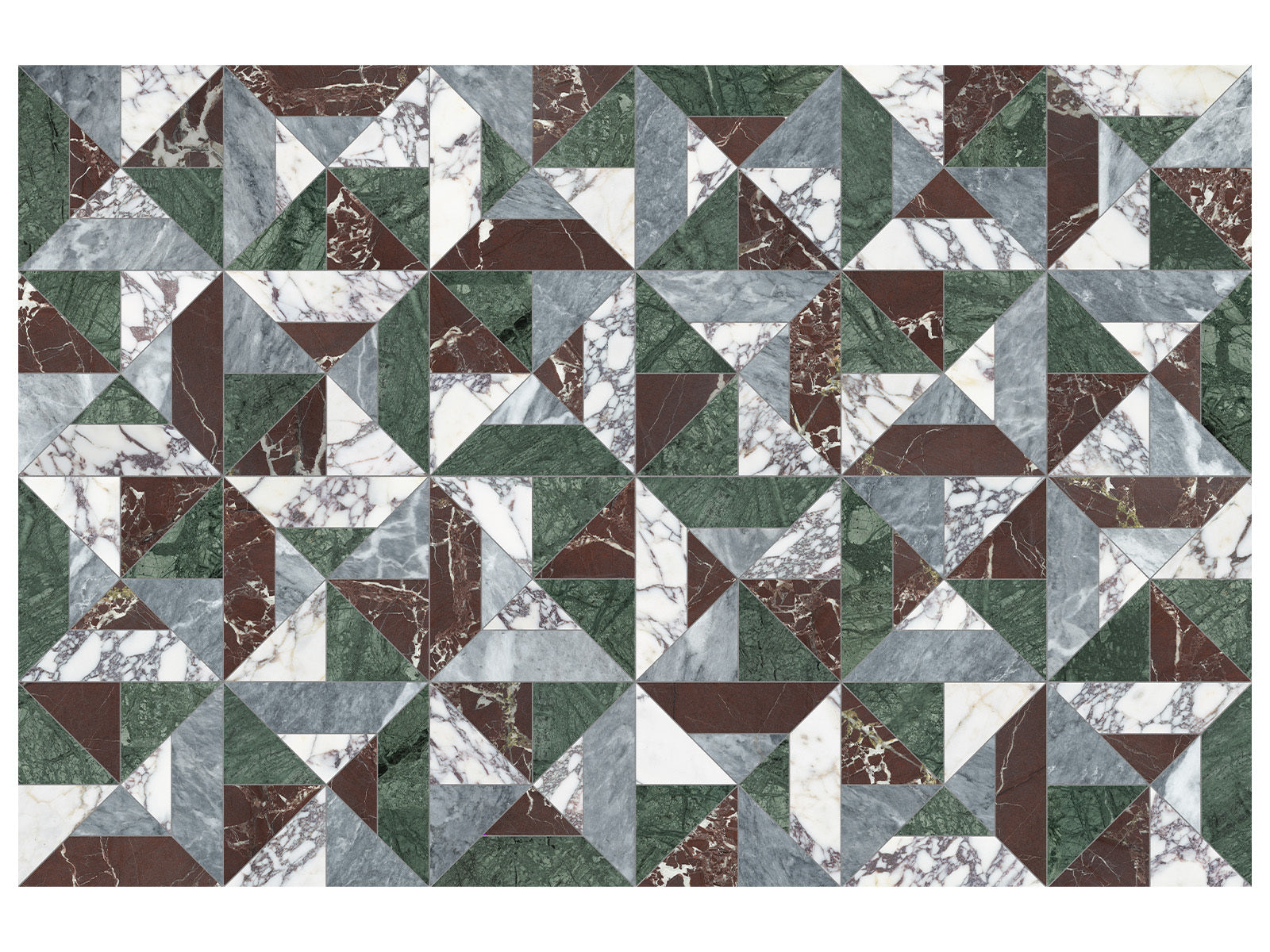 Anatolia - Utopio - Tropic - Mosaïque Tria en pierre naturelle, mélange adouci et poli 40 x 40 cm (15,75 x 15,75 po)