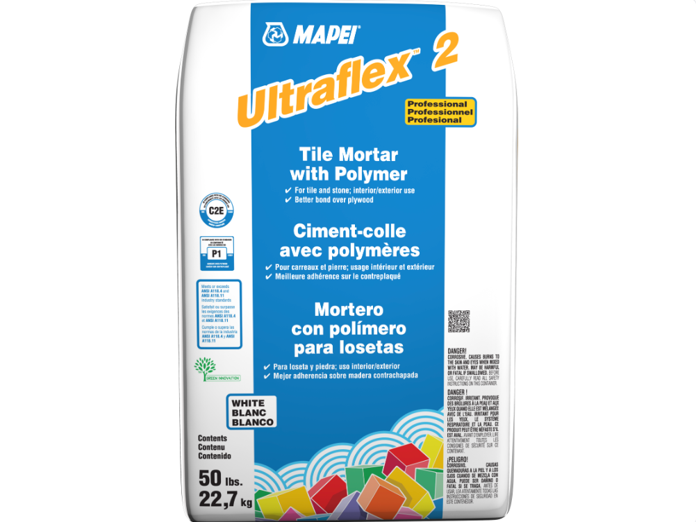 Mapei Ultraflex 2 - Blanc 50 lb - Ciment-colle de qualité professionnelle avec polymères