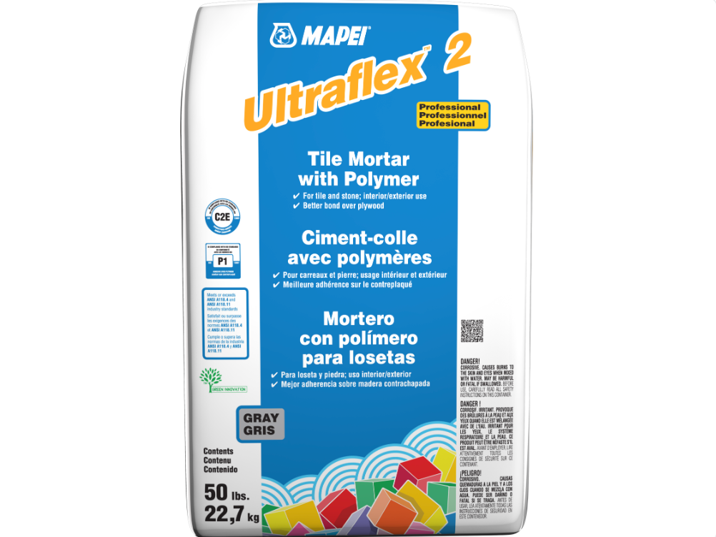 Mapei Ultraflex 2 - Gris 50 lb - Ciment-colle de qualité professionnelle avec polymères