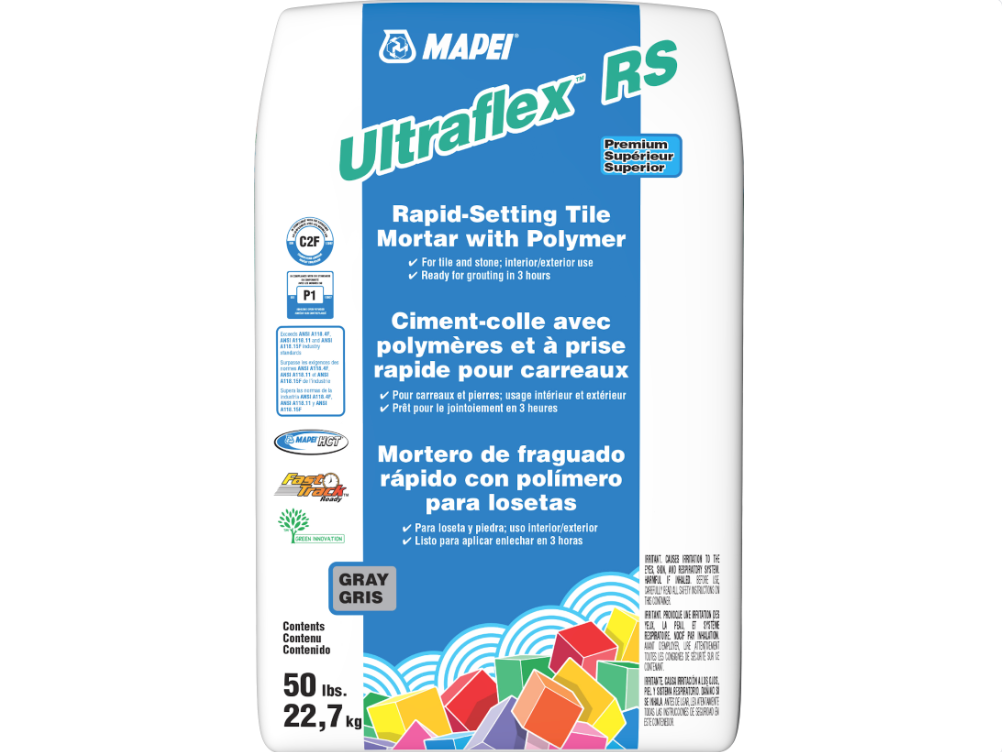 Mapei Ultraflex RS - Gris 50 lb - Ciment-colle de qualité supérieure avec polymère à prise rapide