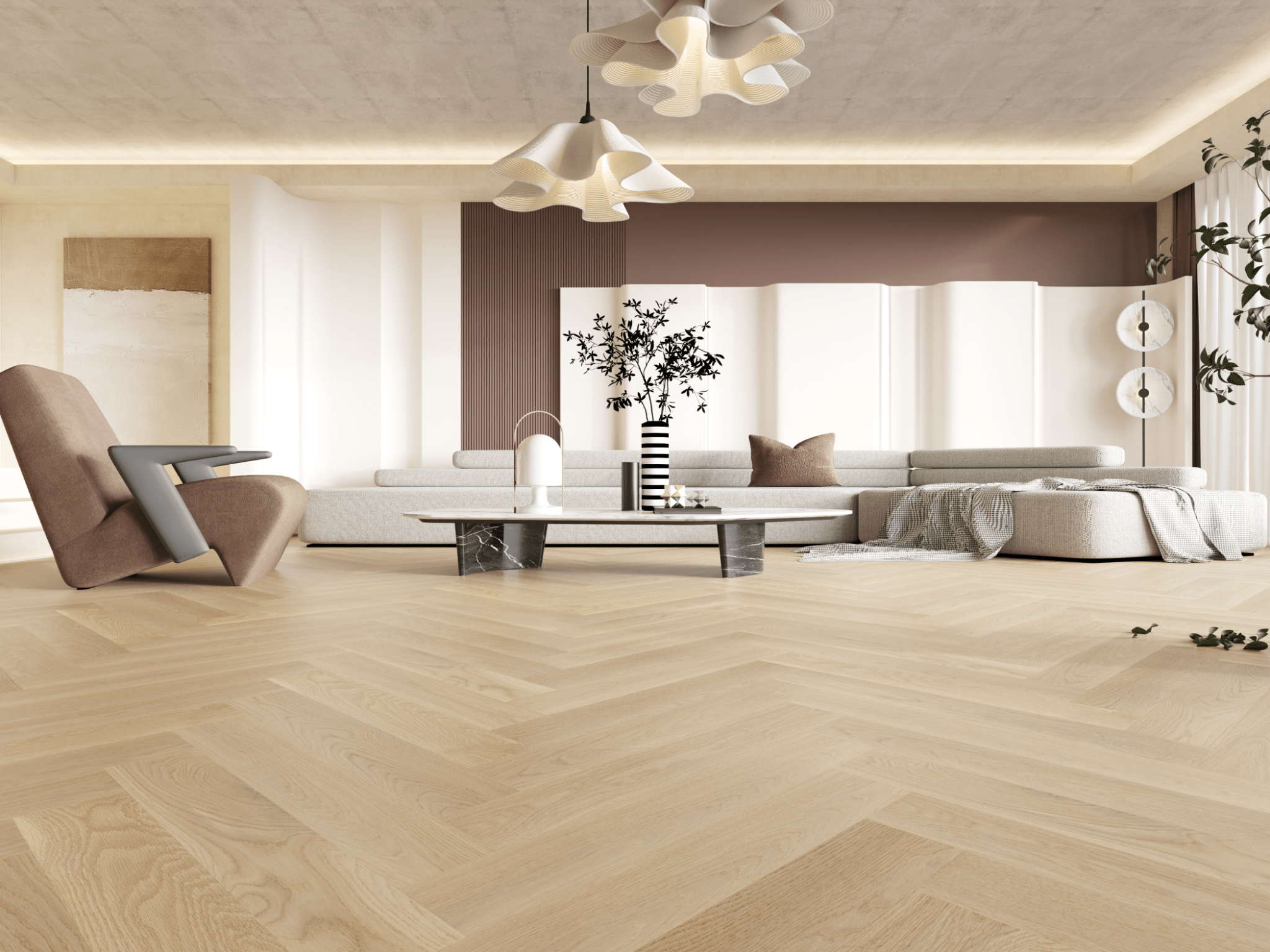 Vidar - Chêne Américain Herringbone 5" Collection - Naked Oak - Ceramed