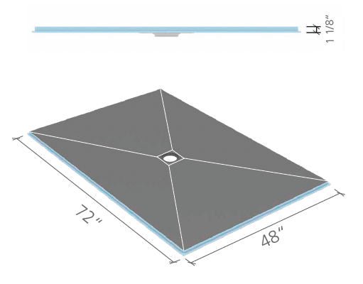 Wedi - Fundo - Base de douche sans seuil à sortie centrée - 48" x 72" ||US9200008