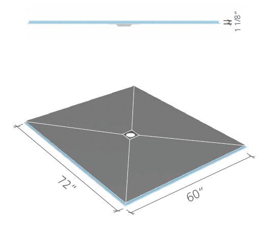 Wedi - Fundo - Base de douche sans seuil à sortie centrée - 60" x 72" ||US9200009