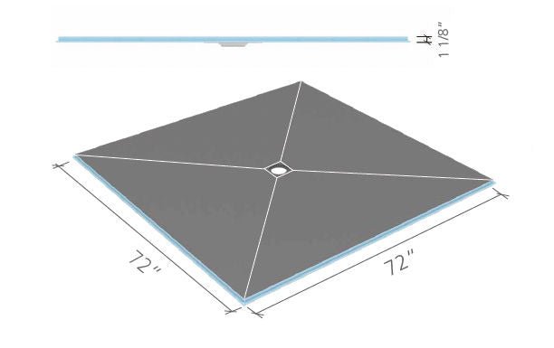 Wedi - Fundo - Base de douche sans seuil à sortie centrée - 72" x 72" ||US9200010