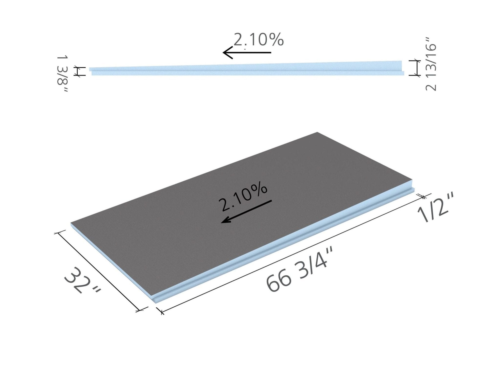 Wedi - Fundo - Extension de module de drain linéaire - 32" x 66-3/4" ||US9330001