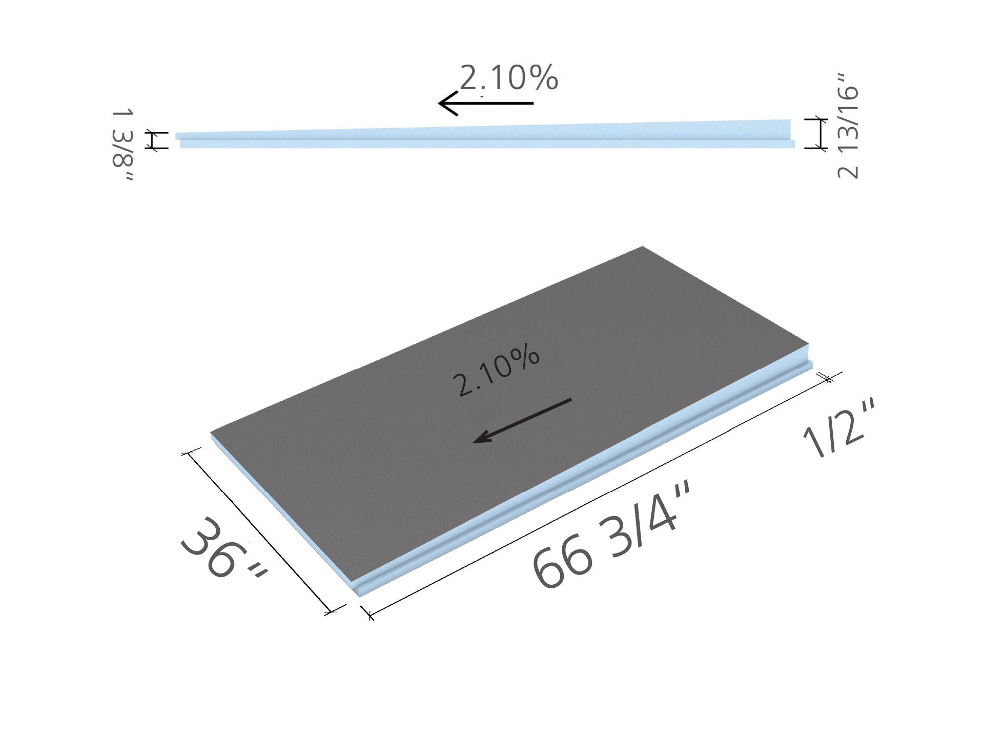 Wedi - Fundo - Extension de module de drain linéaire - 36" x 66-3/4" ||US9330003