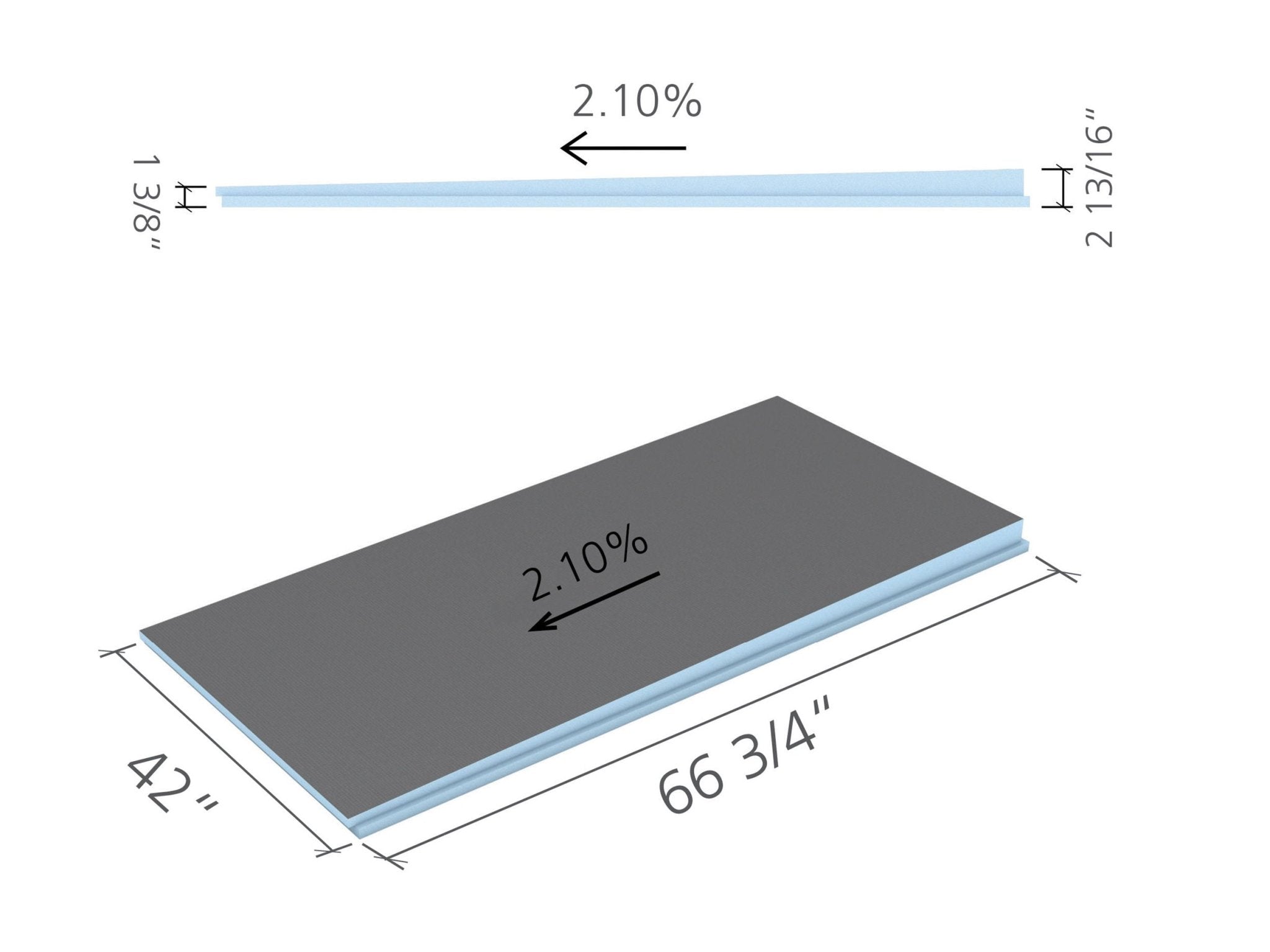 Wedi - Fundo - Extension de module de drain linéaire - 42" x 66-3/4" ||US9330004