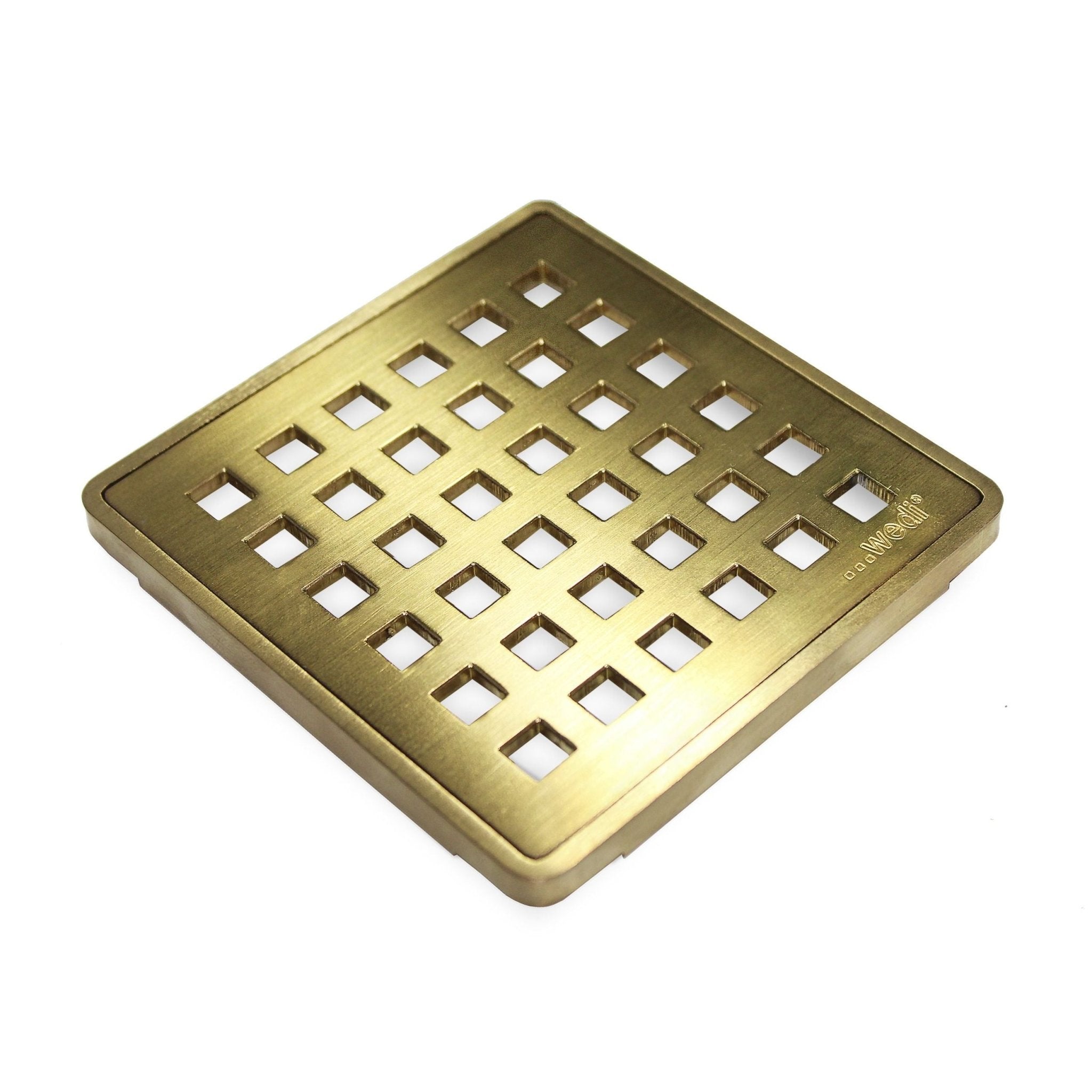 Wedi - Fundo - Grille de drain carrée acier inoxydable laiton brossé - 3-3/4" x 3-3/4" x 1/4" ||US1000062