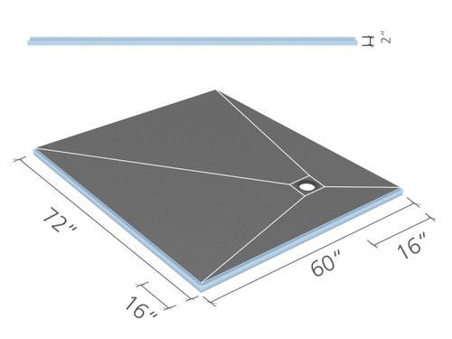 Wedi - Fundo Primo - Base de douche à drain en coin décentré - 60" x 72" ||US9100013