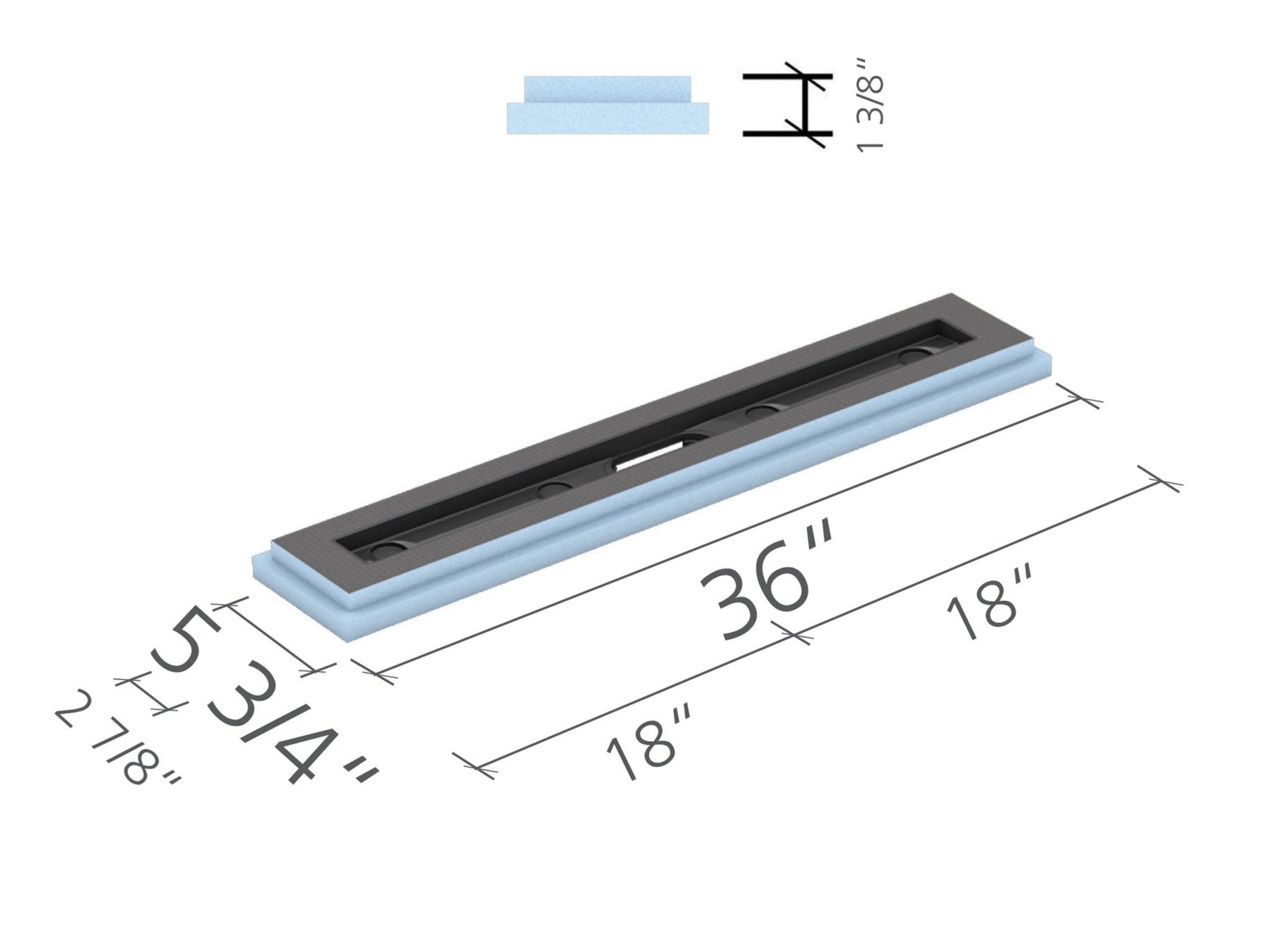 Wedi - Fundo Riolito Neo - Module de drain linéaire - 36" x 5-3/4" ||US9320003