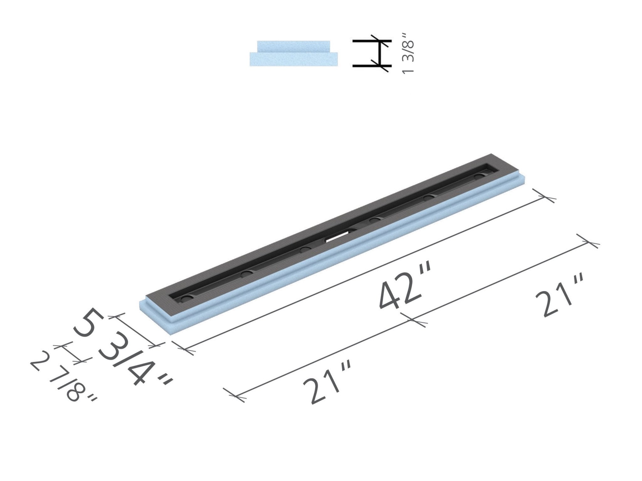 Wedi - Fundo Riolito Neo - Module de drain linéaire - 42" x 5-3/4" ||US9320004