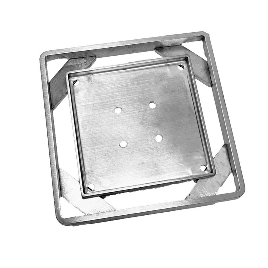 Wedi - Grille de douche à carreler acier inoxydable 3-3/4" x 3-3/4" x 1/4"