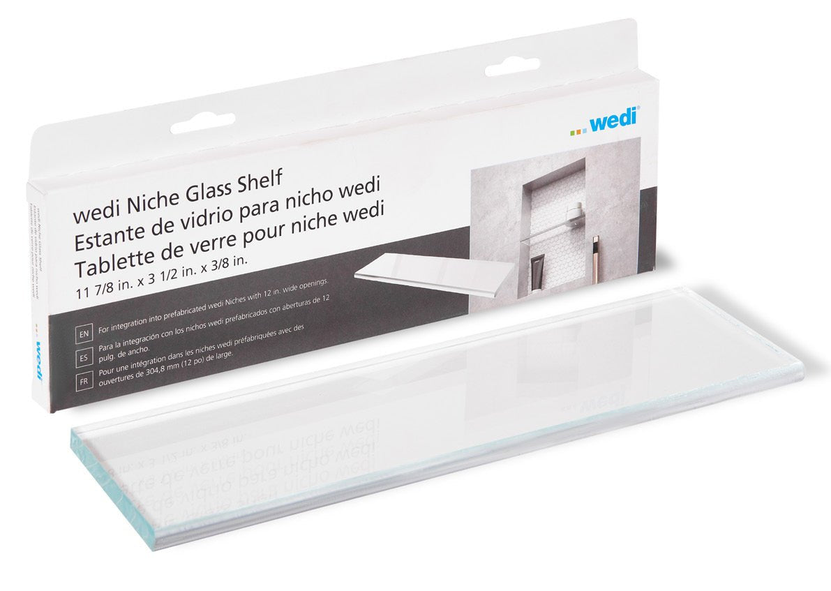 Wedi Tablette de niche en verre trempé 11-7/8 × 3-1/2 × 3/8 po