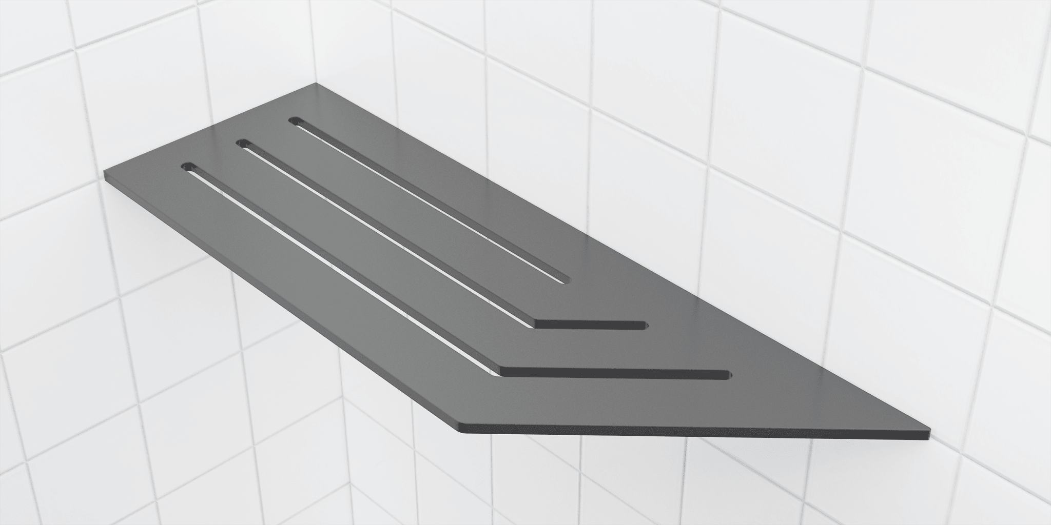 Zvelt - Tablette de coin gris mat - 4″ x 12″ ||TC-A12-G15 - Ceramed